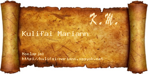 Kulifai Mariann névjegykártya